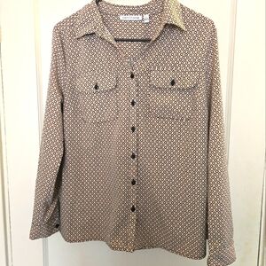 Notations Black and Cream Button Down Shirt Size S